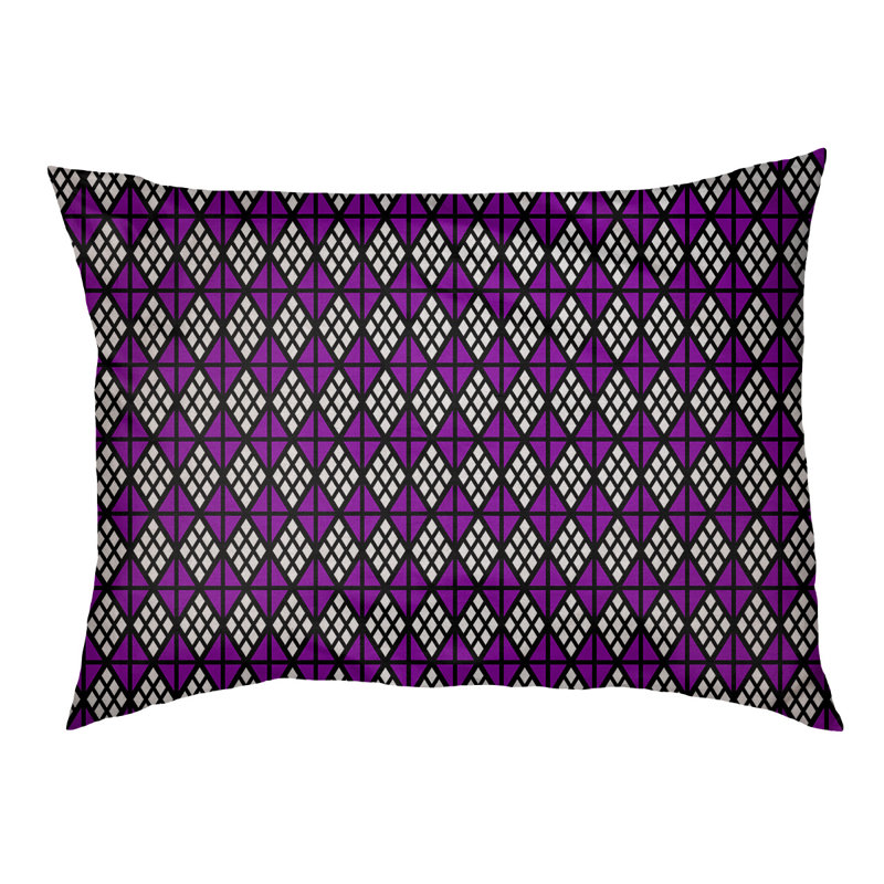 Byrge Geometric Polyester Pet Bed, Extra Large (52" W x 42" D x 17" H), Black/Violet