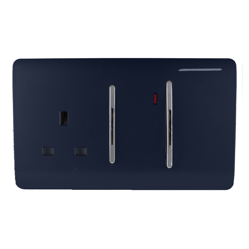 Trendi Switch 45 Amp Cooker Switch & 13 Amp Plug Socket with Neon, Navy