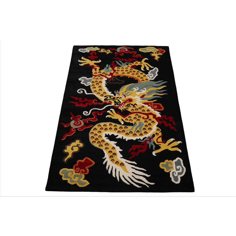 Tapis chinois en laine touffeté à la main 5 x 8, Rectangle de 5 pi x 8 pi