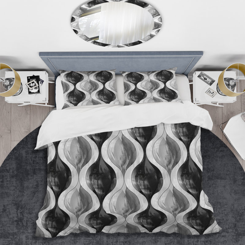 Ensemble de housse de couette moderne noir Modern Trellis III, Housse de couette très grand et 2 très grandes t
