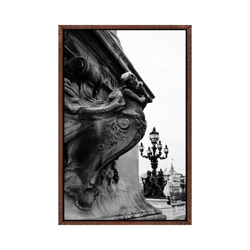 Noir Paris VI by Bethany Young - Print on Canvas, 152.4cm H x 101.6cm W x 3.81cm D, Classic Brown Wood Framed