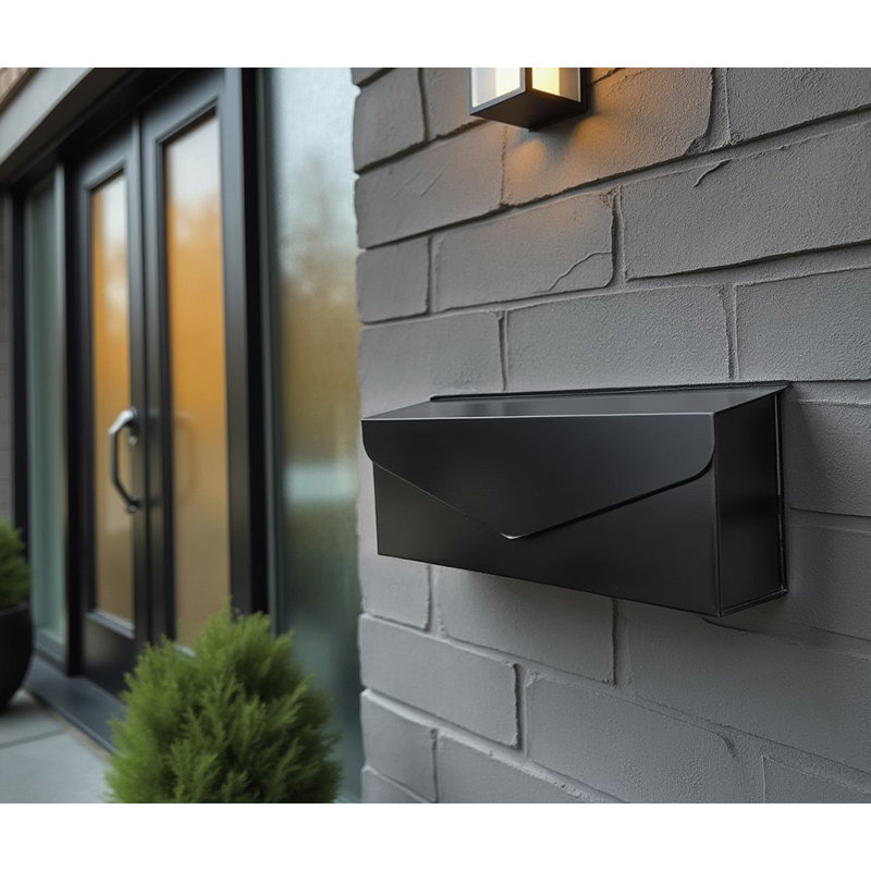 Black Aluminum Envelope Wall Mounted Mailbox