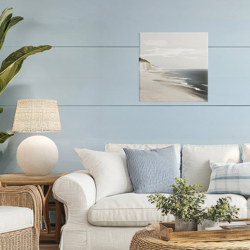 Sables doux dans une toile neutre, design par Mona Grace, H 17 po x l 17 po