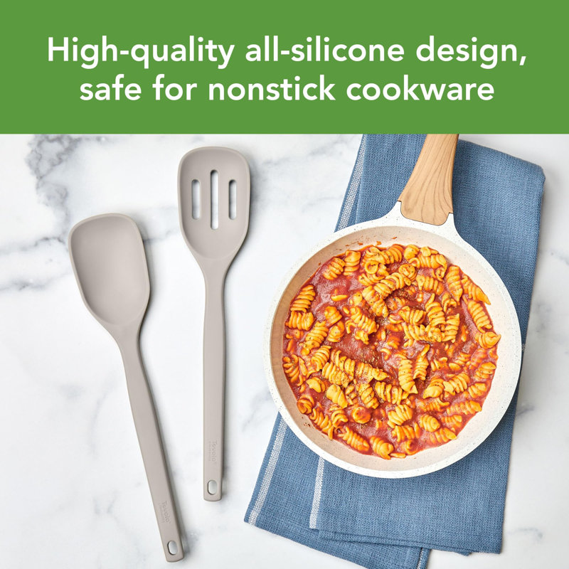 Ensemble de 2 cuillères à mélanger en silicone Tovolo Elements pour cuisson antiadhésive, gris chaud, Warm Grey