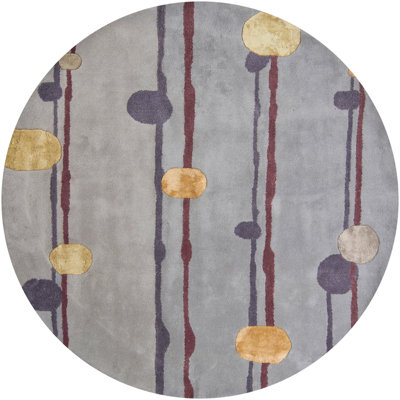 Tapis en laine et soie artificielle à pois abstraits touffetés à la main à motif abstrait à motif de rayures perdues