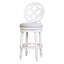 Tabouret de bar en bois blanc à haut dossier de 31 po avec siège pivotant et rond, retour à 180 degrés, pieds tournés, rembourré, repose-pieds pour restaurant en blanc, siège confortable automatique sur bois robuste,