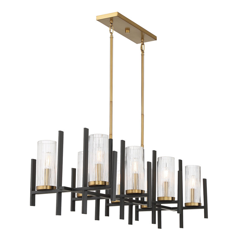 Bronson 8 lumières Midland de couleur noir mat avec accents laiton chaud Midland