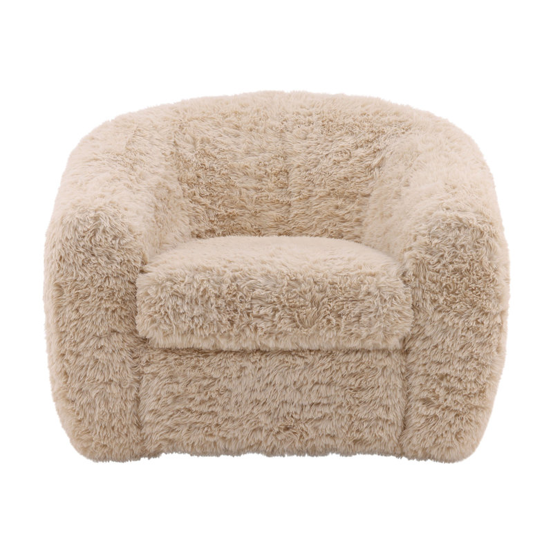 Caitlin Polyester Faux Fur Occasional Chair, Cream