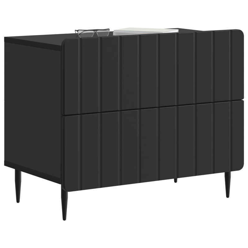 62cm W Manufactured Wood Bedside Table, Black