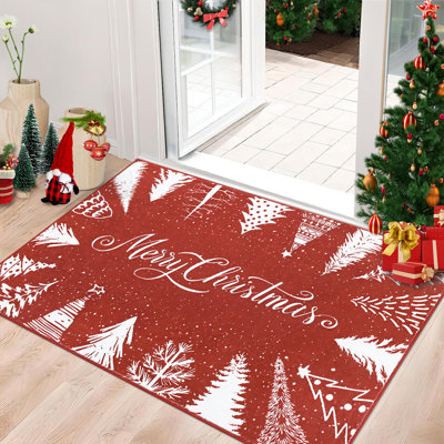 Tapis de Noël lavable à la machine Tapis de Noël décoratif pour arbre de Noël