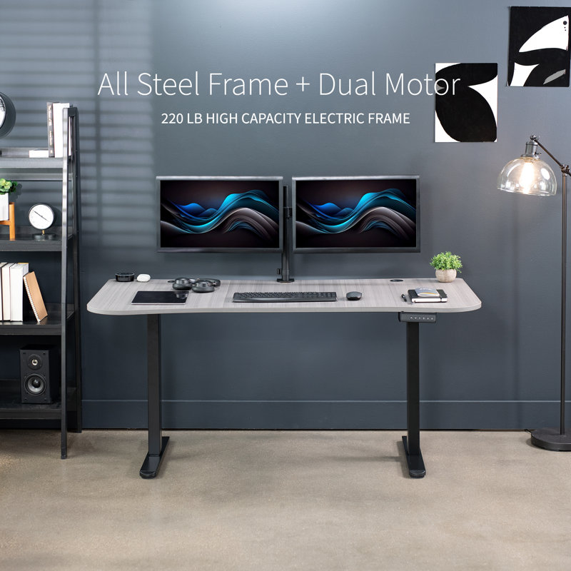 VIVO Electric 63" x 32" Stand Up Desk, E2B1B series, Gray/Black