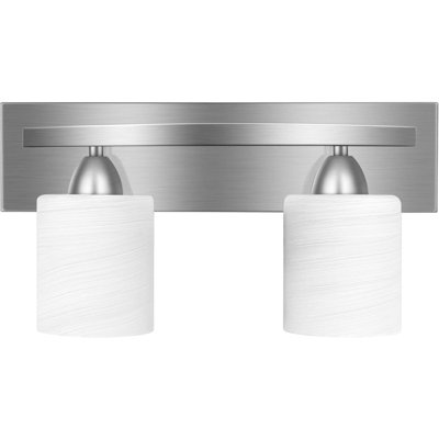 Luminaire de meuble-lavabo de salle de bain - au-dessus d'un miroir - abat-jour en verre moderne - nickel brossé, base E26, 2 lumières