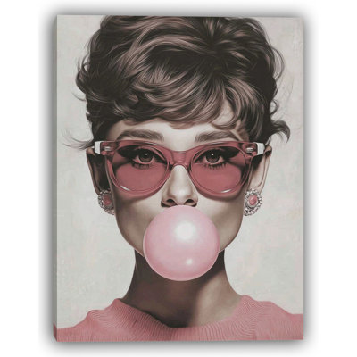 Art mural sur toile élégant avec lunettes de soleil roses