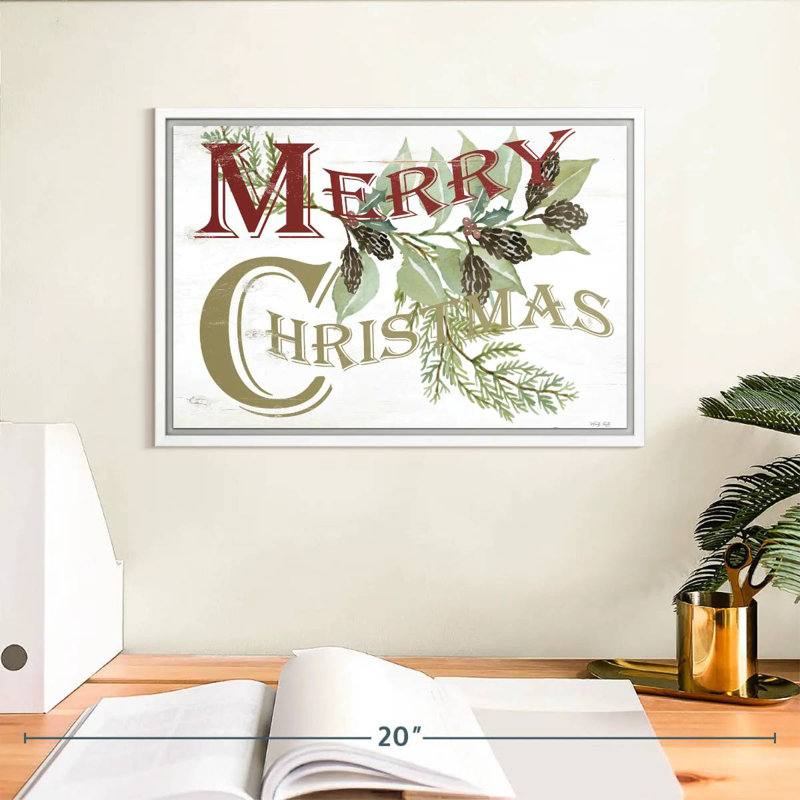 Rétro joyeux Noël, Cadre flottant blanc, 13 po x 9 po