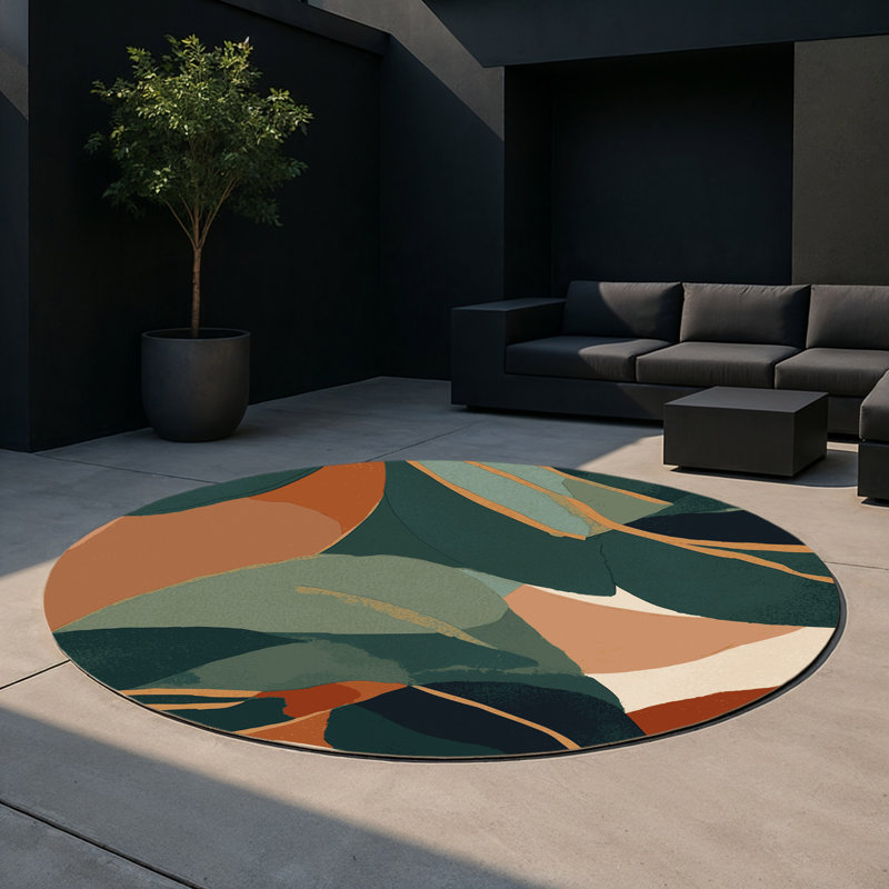 Slate Serenity Indoor And Outdoor Area Rug, Round 5'