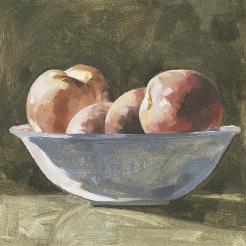 Bowl Of Peaches I by Emma Caroline - Wrapped Canvas Painting, 30cm H x 30cm W x 3.8cm D