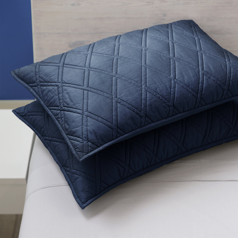 Cotton Sateen Coverlet, Queen Coverlet + 2 Shams, Blue