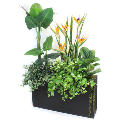 Faux Foliage Plant in Wood Planter