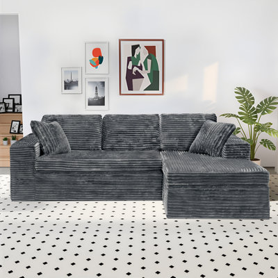 108'' Modular Cloud Sectional Sofa With Modern Style, 2 Pieces For Living Room Bedroom, No Assembly Required(Right Hand Facing, Grey)