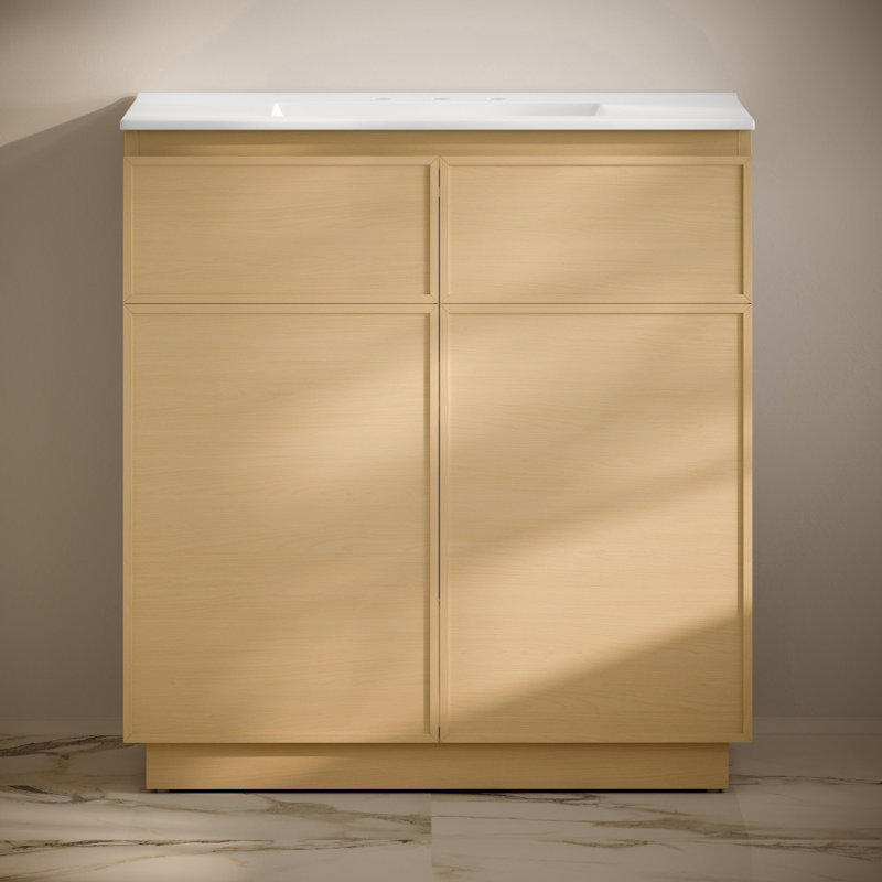 St. Tropez 36" Freestanding Bathroom Vanity With Sink Top, Brown, White, 8" Centers