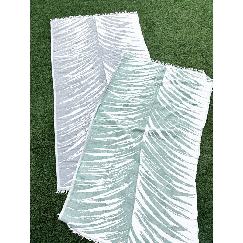 Serviette de plage tropicale en coton turc gris, Gris