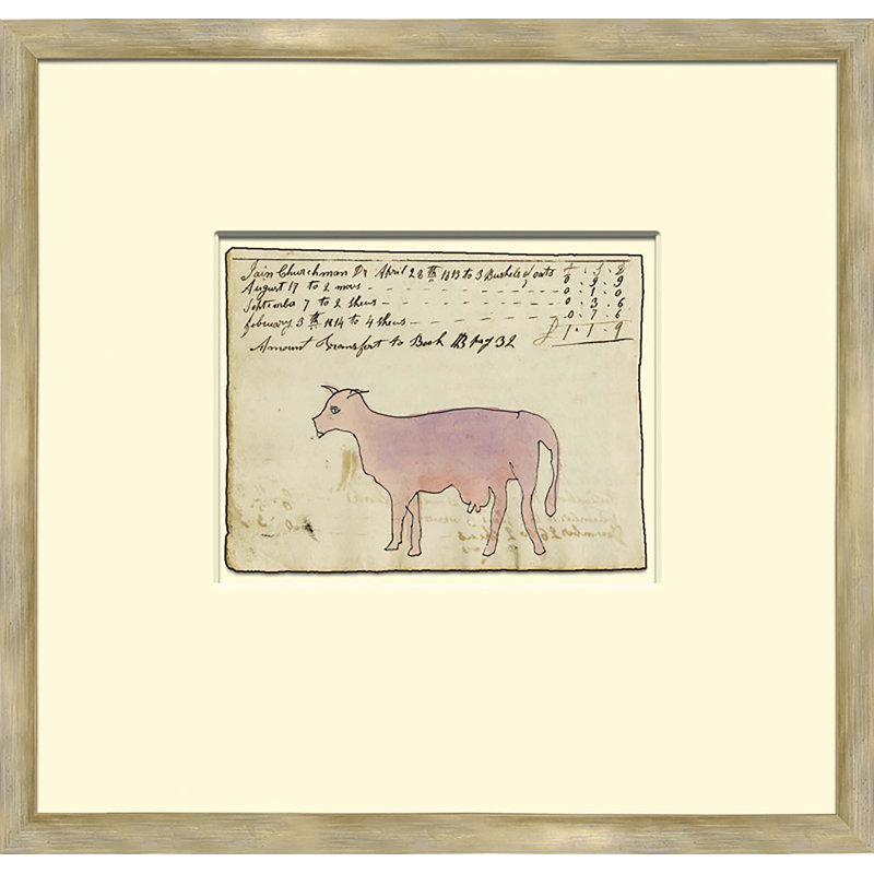 Pink Cow- Sm. Mennonite Ledger Drawing Giclee Print