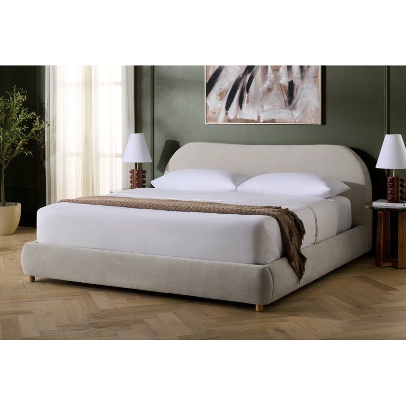 Lizzy Upholstered Bed, Queen, Natural/Beige