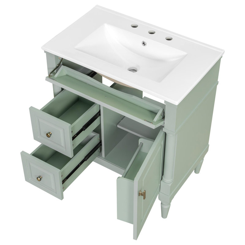 Meuble-lavabo autoportant 30 po avec lavabo en céramique 30 po
