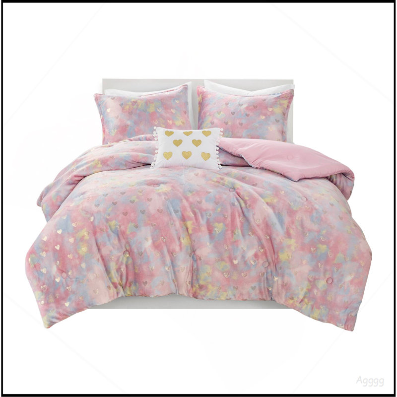 Ensemble d'édredon à imprimé métallique avec coussin décoratif double / grand