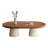51.18" Modern Oval Coffee Table Living Room Coffee Table Accent Table With Dual-Tone Design And Sturdy Base
