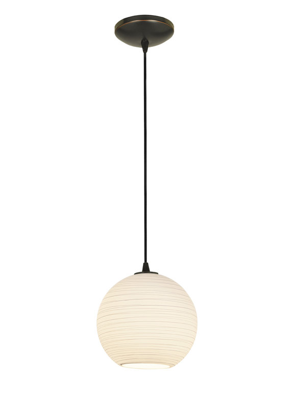 Pendentif globe à 1 lumière Weber, Bronze huilé, Corde, H 54 po x l 8 po x P 8 po