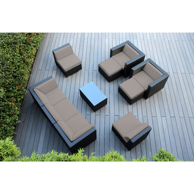 Kiara Wicker 7 - Person Seating Group with Cushions - No Assembly