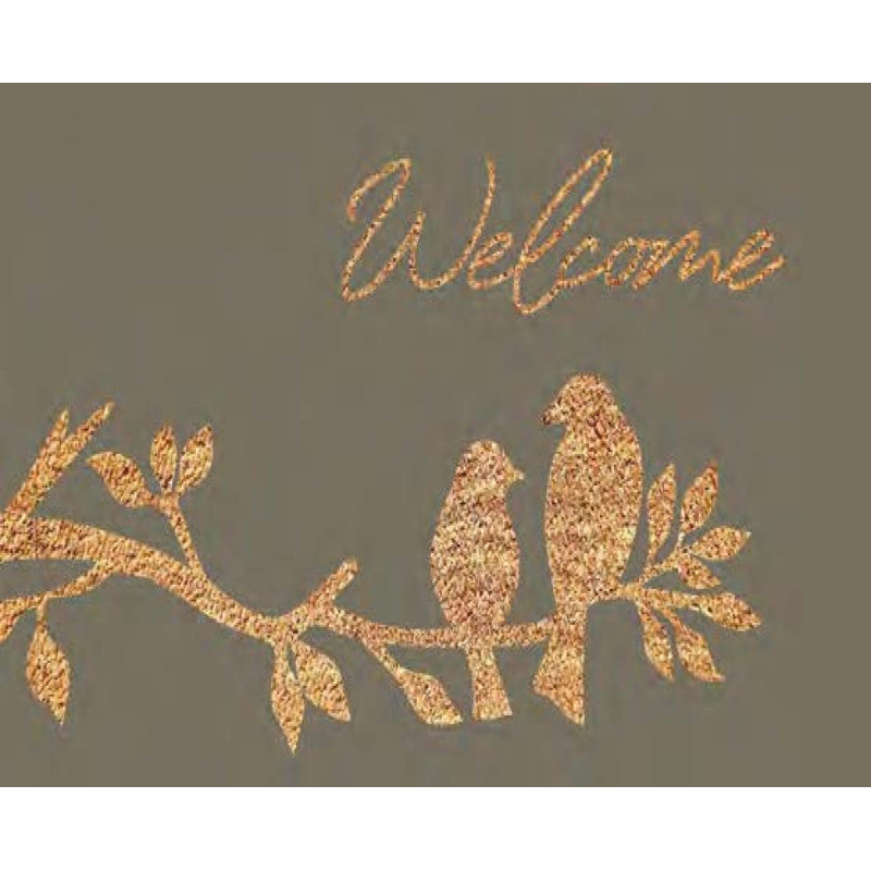 Paillasson "Welcome" avec oiseaux sur branche, L 30 po x L 18 po