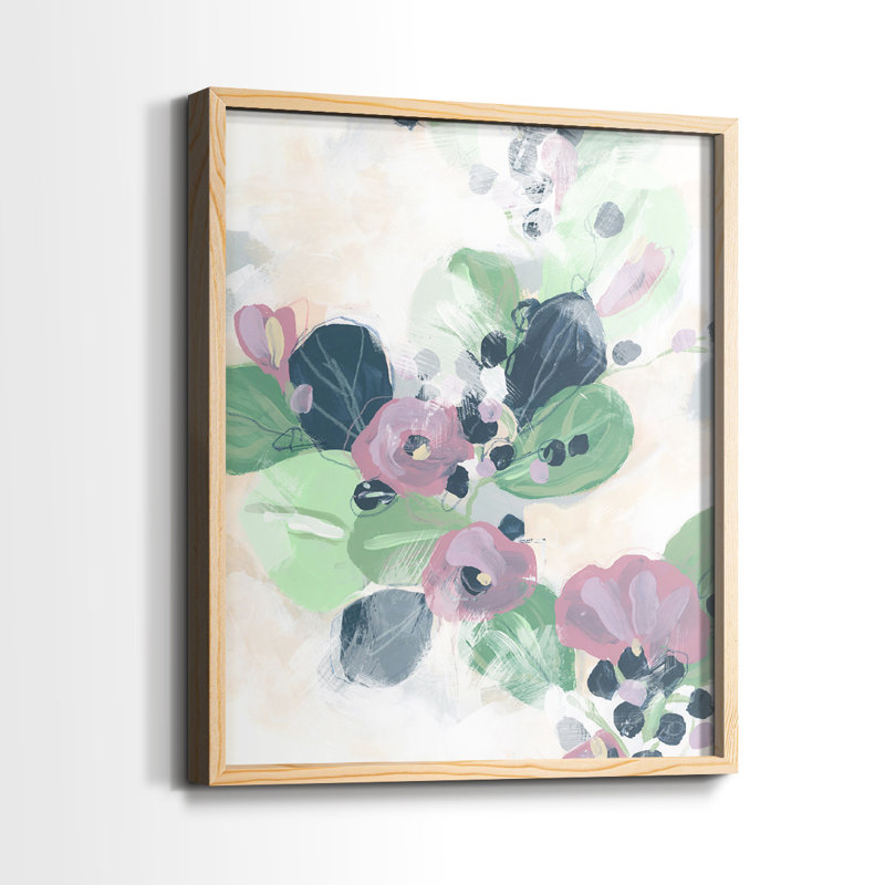 «Tropical Branch Fresco I», reproduction encadrée de qualité supérieure - prête à être accrochée - aucun clou requis - aucun clou requis