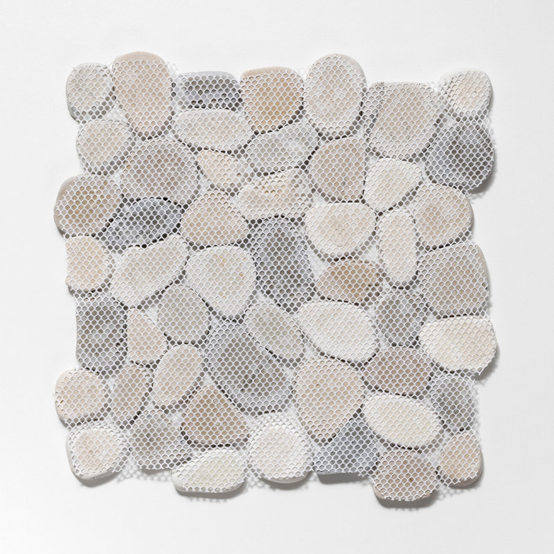 Sliced Pebble Mosaic Wall & Floor Tile, White/Tan/Gray Blend