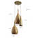 Chaffin 3-Light Natural Rattan Teardrop Cluster Ceiling Pendant Light in Brass Modern Boho Hanging Chandelier