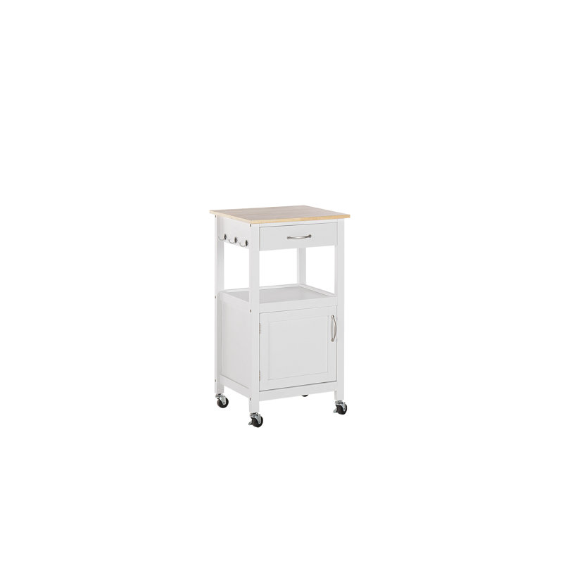 Marlborough Solid Wood Top Kitchen Cart, White