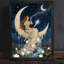 Black Framed Anime-Inspired Moon Woman Wall Art - Mystical Bohemian Celestial Decor Framed Prints-1032878586