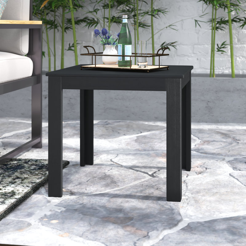 Table d'appoint en bois massif Stella, Noir