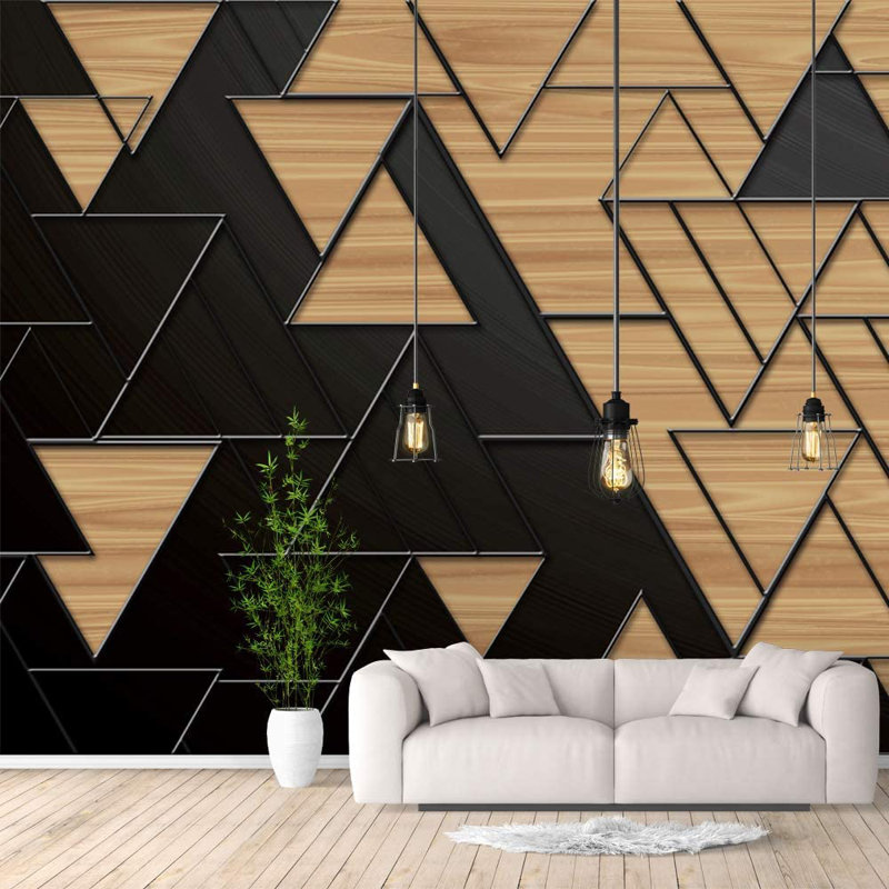 Peel & Stick Removable Geometric Triangle Smooth Wall Mural, 100" L x 144" W