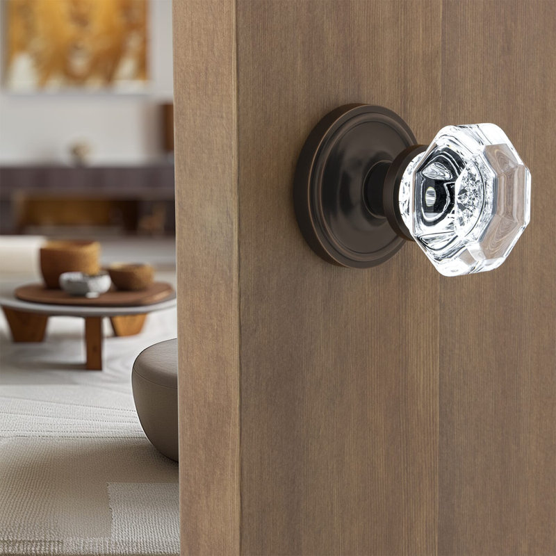 Classic Rosette with Waldorf Door Knob, Satin Nickel