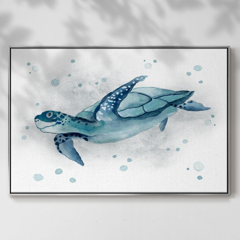 Blue Turtle II, reproduction d'art sur toile, H 25 po x l 37 po x P 2 po, Argent