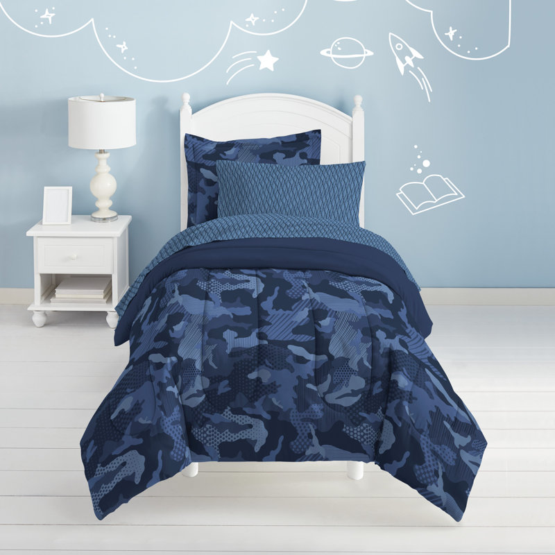Full Blue Microfiber Reversible Kids Bed in a Bag Set