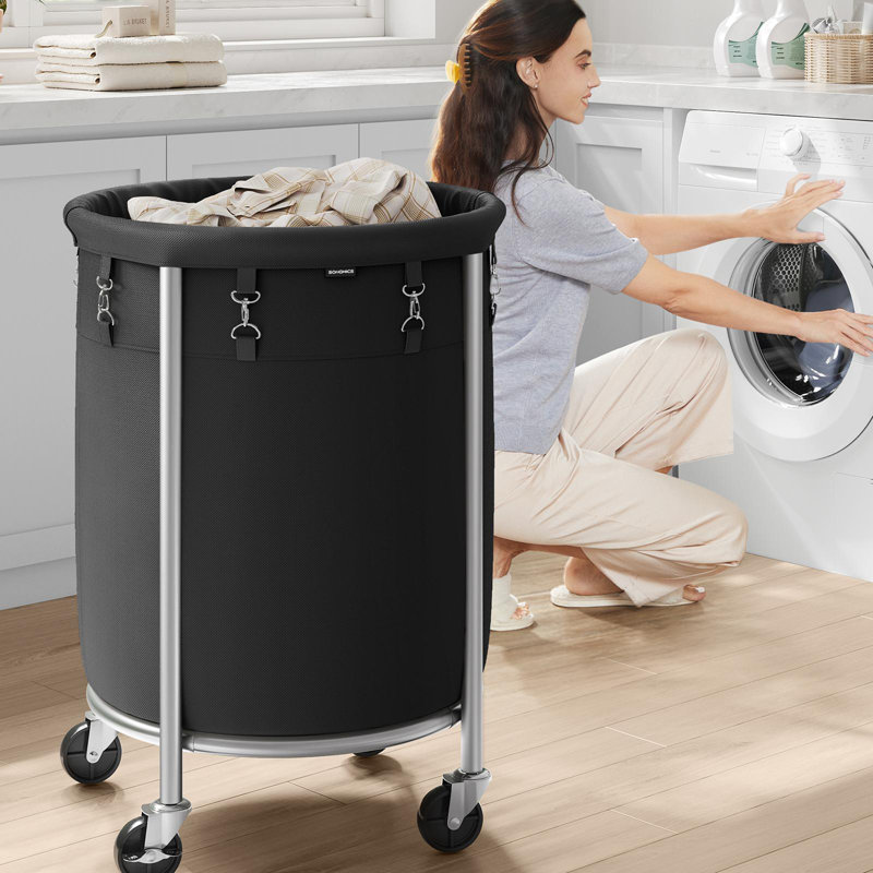 Rolling Laundry Hamper, Ink Black