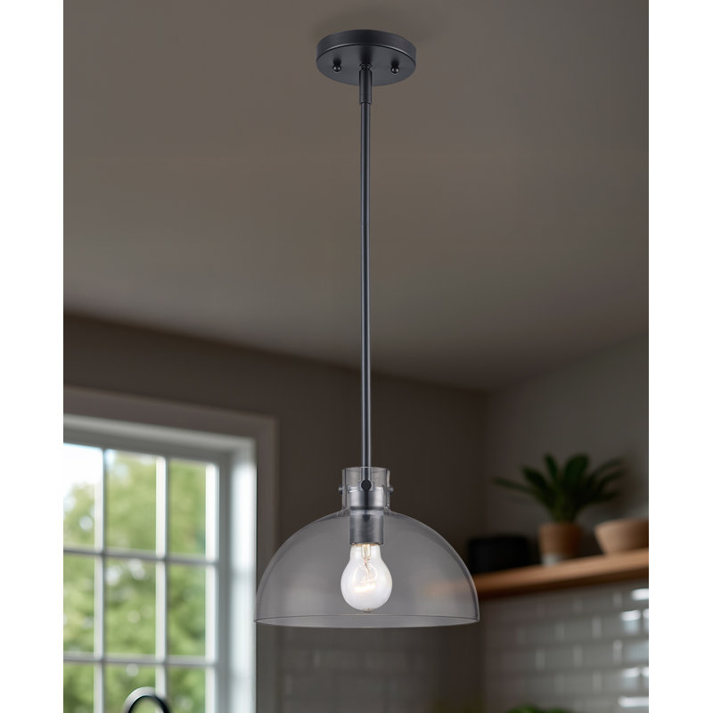 Luminaire suspendu en verre Martins, H 44,8 po x l 10 po x P 10 po, Noir
