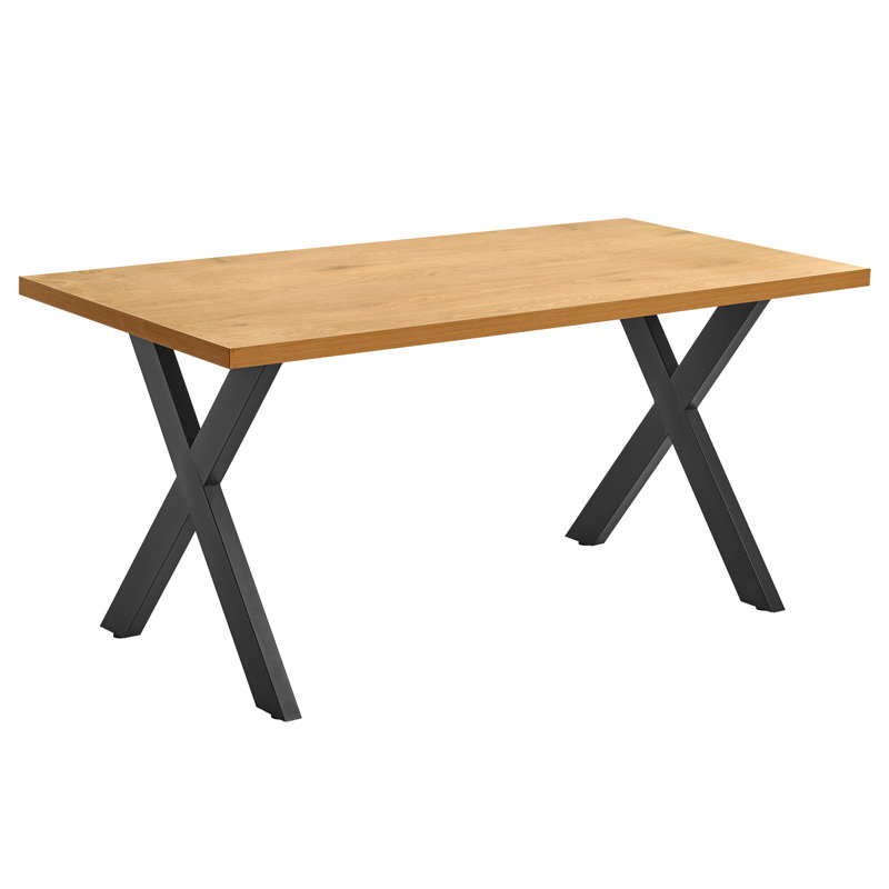 Dining Table with Steel Base, Wild Oak/Black
