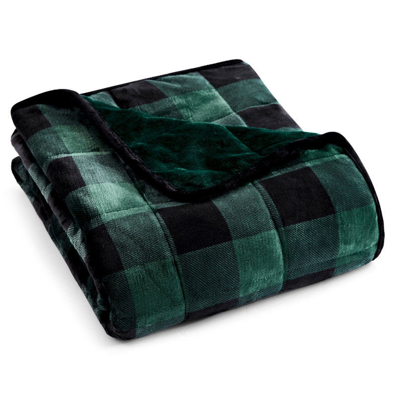 Weighted Throw Blanket, Green Plaid