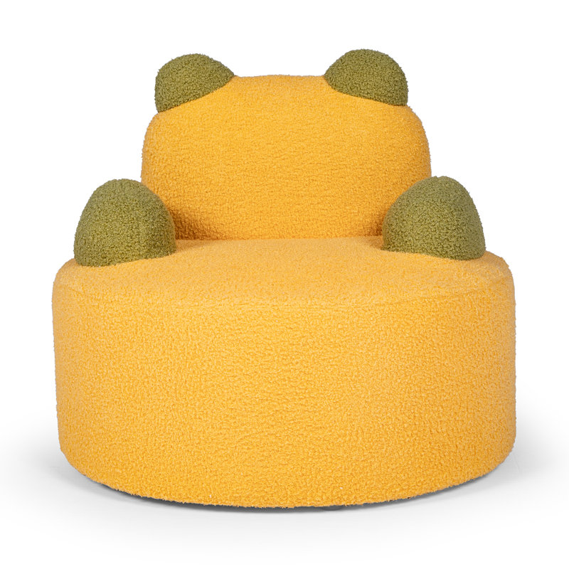 Fully Assembled Kids Plush Sherpa Boucle Accent Chair with Backrest, Green