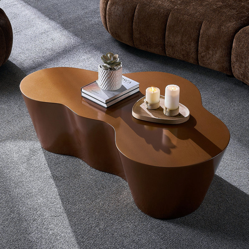 50" Unique Irregular Coffee Table, Brown