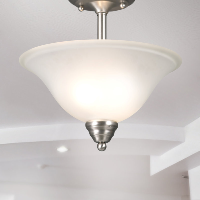 Canaday Glass Semi Flush Mount, Satin Nickel